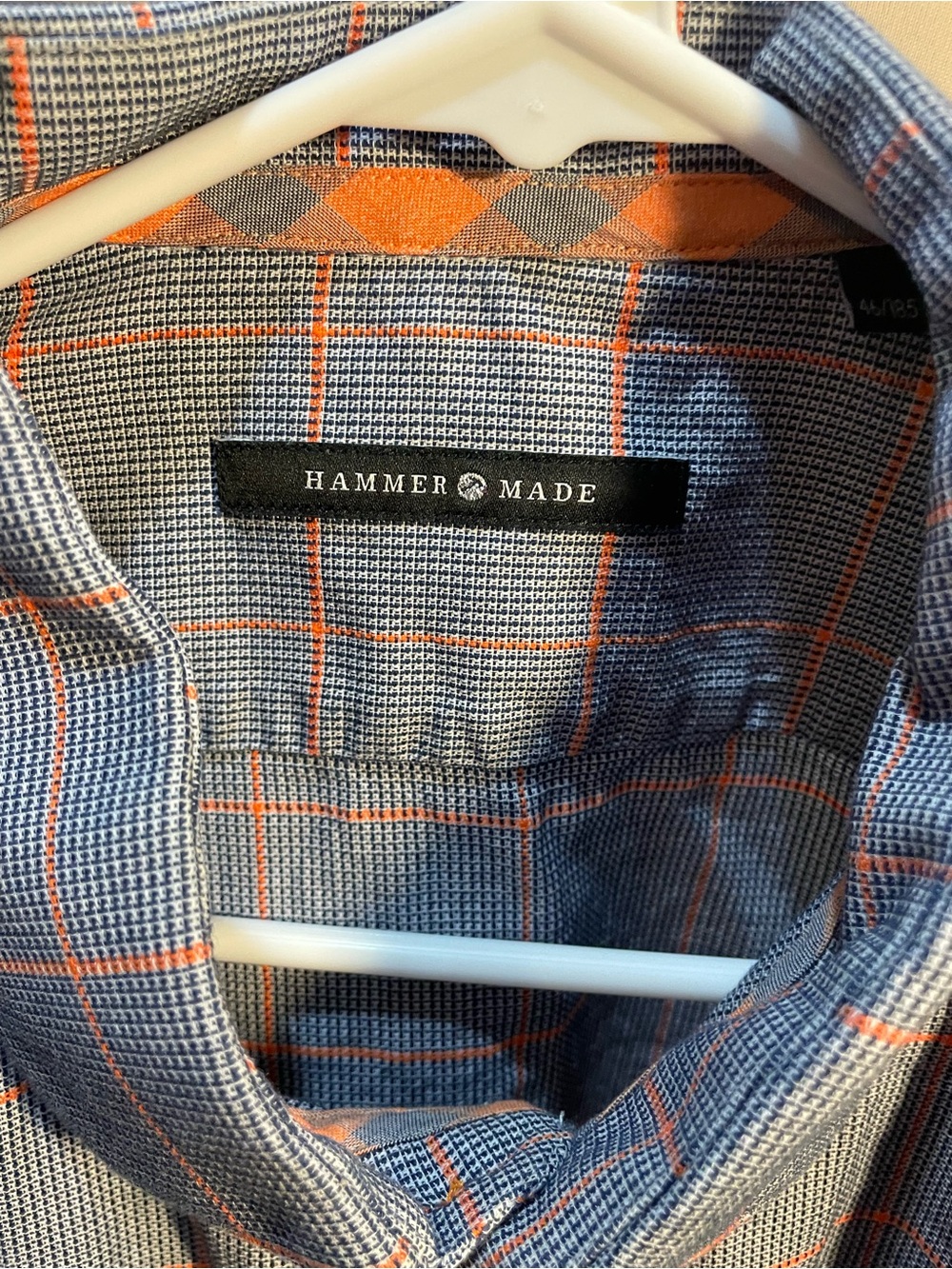 Hammer Made Men's Blue & Orange Windowpane Casual Button-Down Shirt